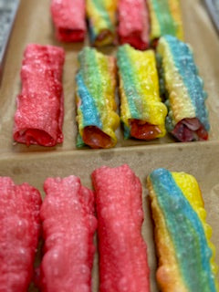 Freeze-dried Fruit Roll-ups with marshmallow fluff